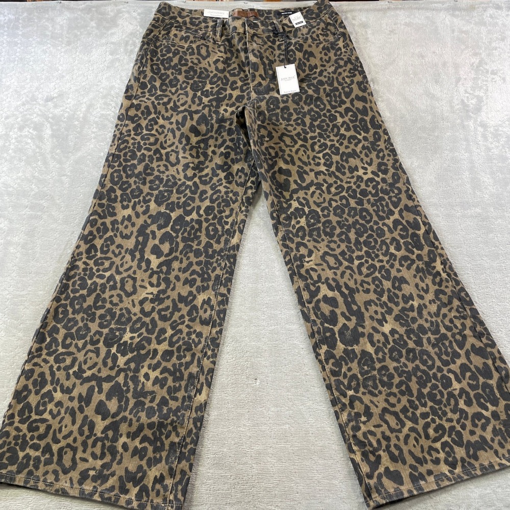 Judy Blue Jeans Retro Wide Leg Womens 18W Leopard High Waist Luxury Mom Casual
